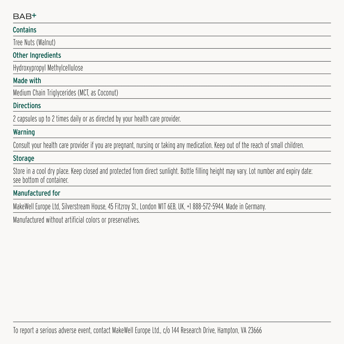 BAB+ | previously PARA Resist+ – MakeWell US (MakeWell Europe Ltd.)