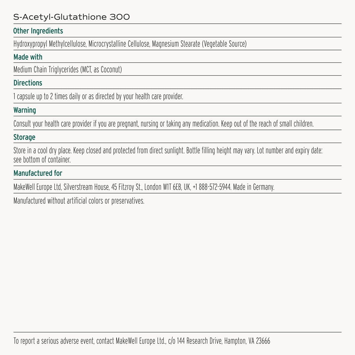 
                  
                    S-Acetyl-Glutathione 300
                  
                